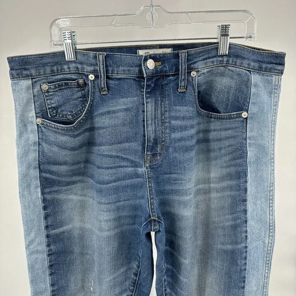 Madewell Cruiser Straight Crop Two Tone Pieced Edition Denim Jean Women Size 32 - Picture 3 of 12